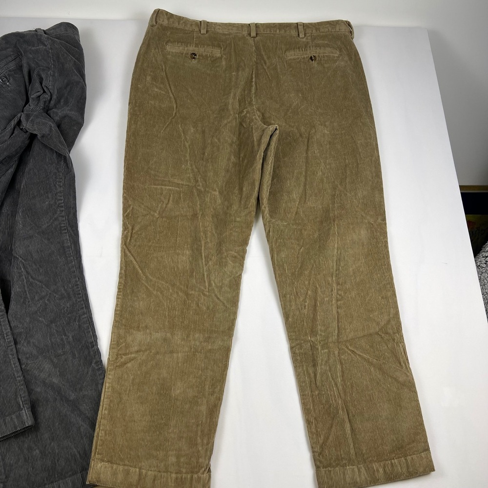 LL Bean Comfort Waist Corduroy Pants 42x32 Gray Tan Stretch Chino Trouser Bundle - Picture 8 of 14